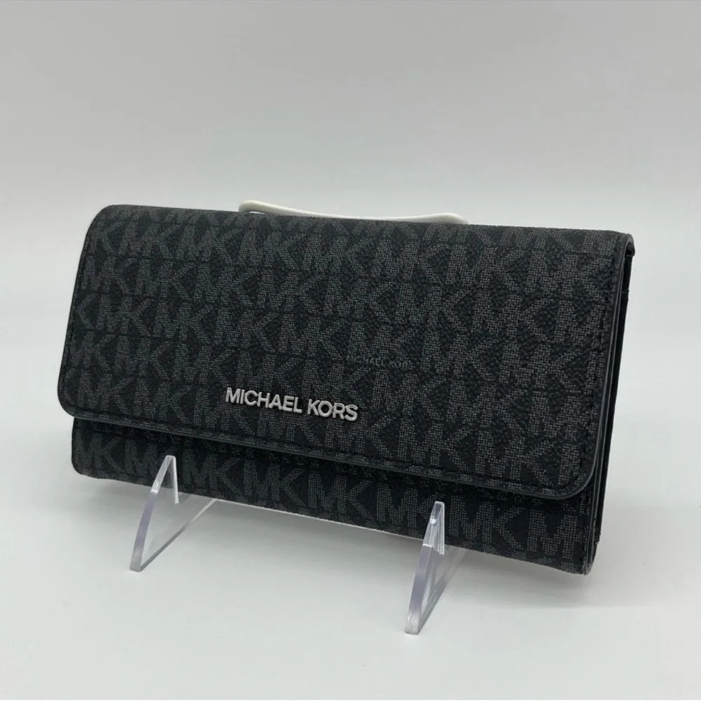 Michael Kors Trifold Wallet Black Signature - Picture 3 of 8